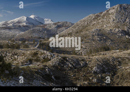 Kalkstein Berg Biokovo, Naturpark, auf den höchsten Punkt suchen, Sveti Jure, Saint George, 1762 m Kroatien. Stockfoto