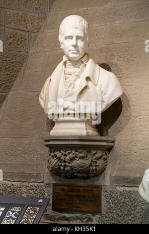 Büste von Sir Walter Scott im Wallace Monument, Stirling, Schottland, Großbritannien Stockfoto