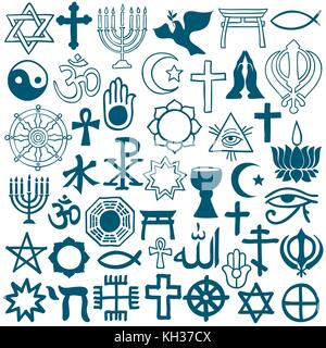 Großer Satz von Hand gezeichnet Doodle religiöse Symbole - Vector Illustration Stock Vektor