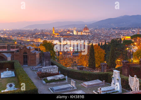 Berühmten Blick auf Florenz bei Sonnenuntergang, Italien Stockfoto