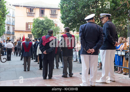 Jedes Jahr im September in Málaga der Tag der Virgen de la Victoria gefeiert wird. Der 8. September, wenn die Prozession stattfindet. Stockfoto