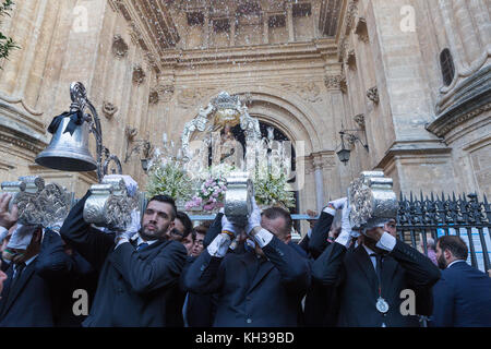 Jedes Jahr im September in Málaga der Tag der Virgen de la Victoria gefeiert wird. Der 8. September, wenn die Prozession stattfindet. Stockfoto