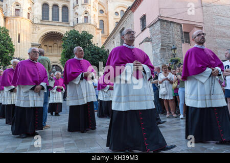 Jedes Jahr im September in Málaga der Tag der Virgen de la Victoria gefeiert wird. Der 8. September, wenn die Prozession stattfindet. Stockfoto