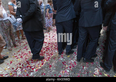 Jedes Jahr im September in Málaga der Tag der Virgen de la Victoria gefeiert wird. Der 8. September, wenn die Prozession stattfindet. Stockfoto
