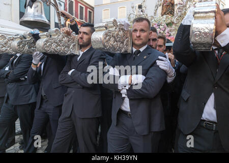Jedes Jahr im September in Málaga der Tag der Virgen de la Victoria gefeiert wird. Der 8. September, wenn die Prozession stattfindet. Stockfoto