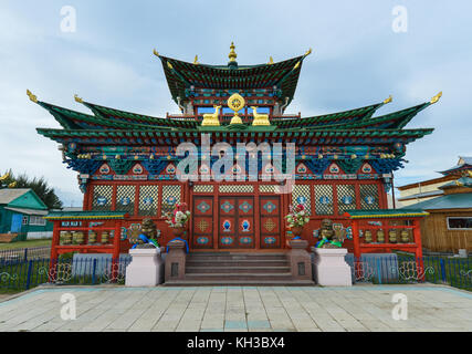 Ivolginsky datsan - eine der größten buddhistischen Klöster in Russland. Eingang zum Kloster. Republik Burjatien, Russland nahe der Grenze zu Stockfoto