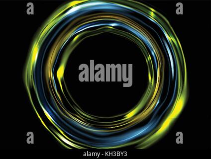 Leuchtende Neon-Leuchtkreise auf schwarzem Hintergrund. Digitales Grafikdesign mit Vektor Stock Vektor