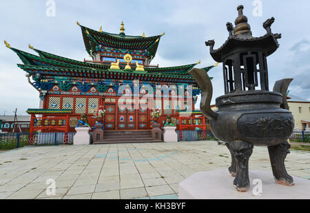 Ivolginsky datsan - eine der größten buddhistischen Klöster in Russland. Eingang zum Kloster. Republik Burjatien, Russland nahe der Grenze zu Stockfoto