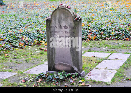 Moses Mendelssohn am jüdischen Friedhof Große Hamburger Straße in Berlin, Deutschland. Stockfoto