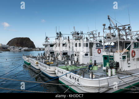 Fischereiflotte Otaru Port, Shiretoko National Park, Hokkaido, Japan. Stockfoto