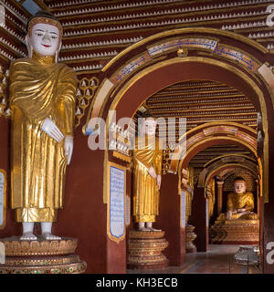 Innenraum der buddhistische Tempelanlage von Mohnyin Thambuddhei Paya in Monywa in Myanmar (Burma). Termine von 1303, obwohl es in 19 rekonstruiert wurde Stockfoto