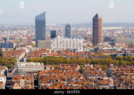 Gesamtansicht des Viertels La Part-Dieu, Lyon, Frankreich Stockfoto