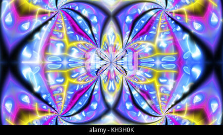 Ein impressionist 3d-Abbildung der Schmetterling Suche psychedelischen Hintergrund mit vielen bunten Linien blendend in den hellblauen Hintergrund. Stockfoto