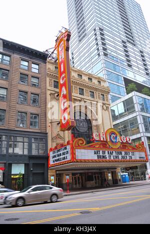 Chicago, Illinois - Juli 16: Die berühmten Chicago Theater an der State Street am 16. Juli 2017 in Chicago, Illinois. im Jahre 1921 eröffnet. Stockfoto