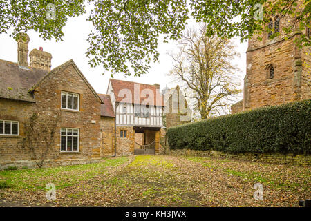 Das torhaus an Ashby Manor House, wo das Schießpulver Plotter met der Explosion im Parlament im Jahre 1605 zu planen Stockfoto