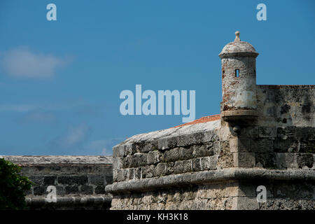 Südamerika, Kolumbien, Cartagena. Historische Stadtzentrum, die Stadtmauer, die die Altstadt umgibt. Wand detail. Stockfoto