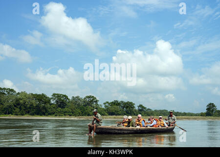 Chitwan Nationalpark in Nepal gegründet wurde, subtropische Wälder und Grünland einschließlich Tiger Habitat zu schützen. Es hat auch Weltkulturerbe. Stockfoto