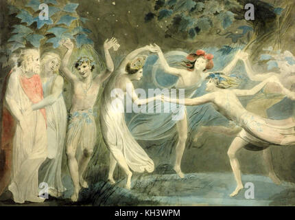 Oberon, Titania und Puck mit Feen, die um 1786 Uhr tanzen, William Blake Stockfoto