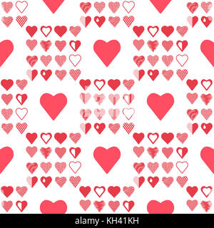 Romantisches rotes Herz nahtlose Muster Stockfoto