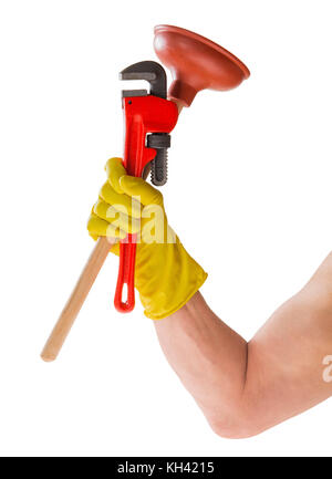 Sanitär Tools für grundlegende Reparaturen rund um das Haus Stockfoto