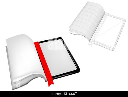 Buchen Sie Konzepte. Buch und ebook isoliert auf weißem Stock Vektor