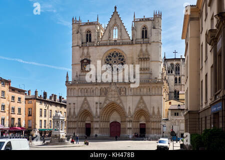 Lyon Kathedrale im Ort Saint-Jean, Lyon, Frankreich Stockfoto