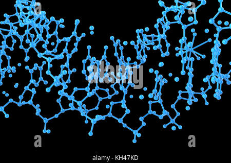 Smart science Healthcare, neutralen Netzwerk Technologie Konzept. Abstrakt Blau atom Chemie der Molekülstruktur oder Biologie mit schwarzem Hintergrund. 3. Stockfoto