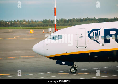 Vilnius, Litauen - 30. September 2017: Nase auf die Ebene der irischen Low-Cost-Airline Ryanair am Flughafen Stockfoto