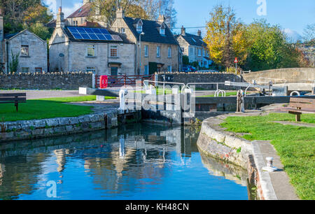 Bradford on Avon Kanal Schleusentore Wiltshire Stockfoto