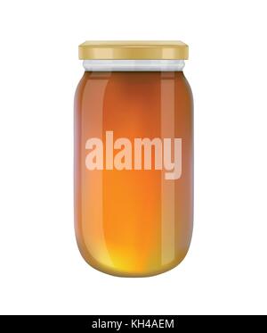 Glas Glas Honig auf weißem Hintergrund Stock Vektor