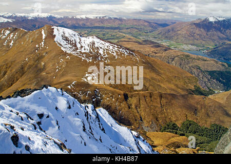 Blick über Queenstown und die wakatipu Basin von Ben Lomond Stockfoto