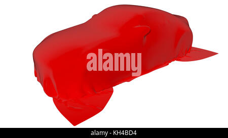 Auto bedeckt mit einem Tuch isoliert. 3D-Rendering Stockfoto