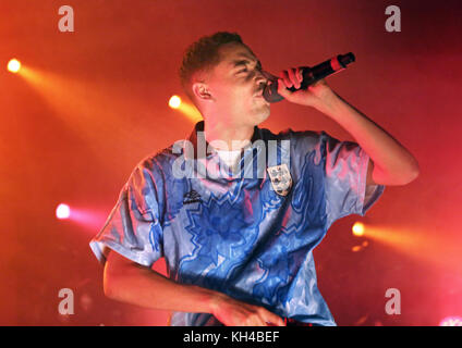 Loyle Carner Auftritt bei Manchester O2 Ritz mit: Loyle Carner Wo: Manchester, Vereinigtes Königreich Wann: 12 Oct 2017 Credit: Sakura/WENN.com Stockfoto