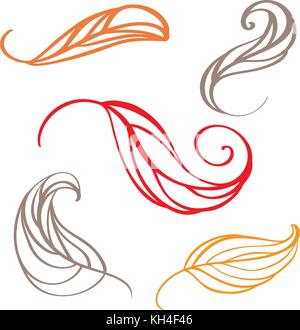 Einstellen der Farbe Herbst doodle verlässt. Vector Illustration Stock Vektor