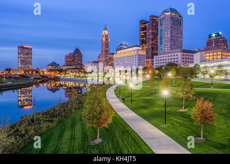 Columbus, Ohio, USA Skyline und den Park. Stockfoto