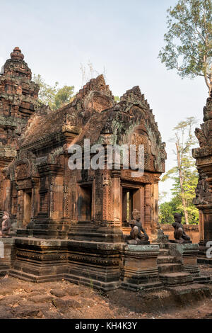 Antike Tempel Banteay Srei (rosa Templ), Kambodscha Stockfoto