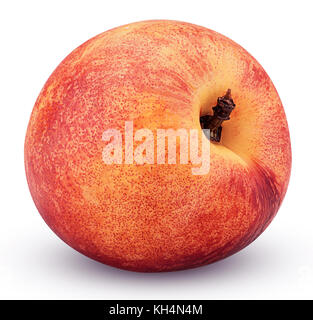Reife nektarine Früchte auf weißem Hintergrund. Freistellungspfad Stockfoto