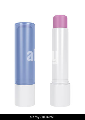 Lippenbalsam sticks, auf weißem Hintergrund Stockfoto