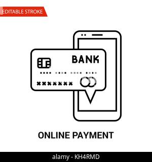 Online Zahlung Symbol. Dünne Linie Vektor Illustration - Hub Gewicht einstellen - Erweitern zu jeder Größe - Einfache Farbe ändern - Editierbare Anschlag - Pixel Perfect Stock Vektor