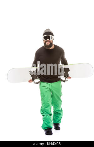 junger Mann mit snowboard Stockfoto