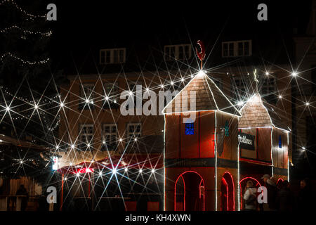 Weihnachtsmarkt Quedlinburg bei Nacht Stockfoto