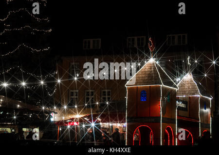 Weihnachtsmarkt Quedlinburg bei Nacht Stockfoto