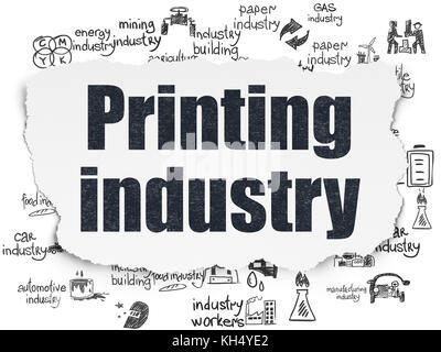 Manufacuring Konzept: Druckindustrie auf zerrissenes Papier Hintergrund Stockfoto