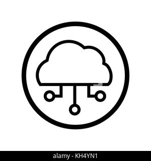 Cloud Symbol mit Verschaltungsmuster im Kreis, iconic Symbol in einem Kreis, auf weißem Hintergrund, für Technologie zeichen Konzept. Vektor ein futuristisches Design. Stock Vektor