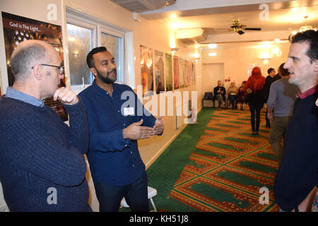 Tag der offenen Tür in der Rose Lane Moschee, Norwich Nov 2017. Dieser öffentlichen Veranstaltung können die größere Gemeinschaft zu besuchen und über den Islam und die Art und Weise des Lebens lernen Stockfoto