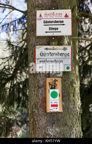 Schilderung Fern Wanderweg Selketal-Stieg Stockfoto