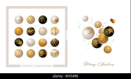 Christmas Ball. Gold, Weiß und Schwarz. Ihr eigenes Design machen. Stock Vektor
