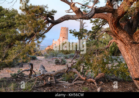 Indische Wachturm an der Wüste Blick auf den South Rim des Grand Canyon National Park. Stockfoto