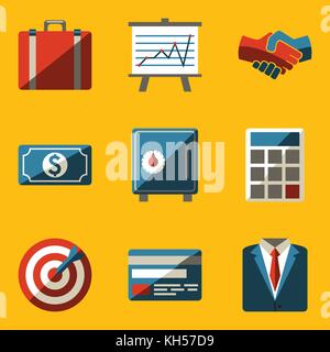 Flache Icon Set.business.vector Abbildung im EPS 10. Stock Vektor