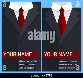 Flache Visitenkarte vorlage mit schwarzer Jacke. vector Abbildung im EPS 10. Stock Vektor